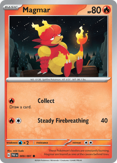 Magmar 009/091 - Reverse Holo Common - Scarlet & Violet Paldean Fates