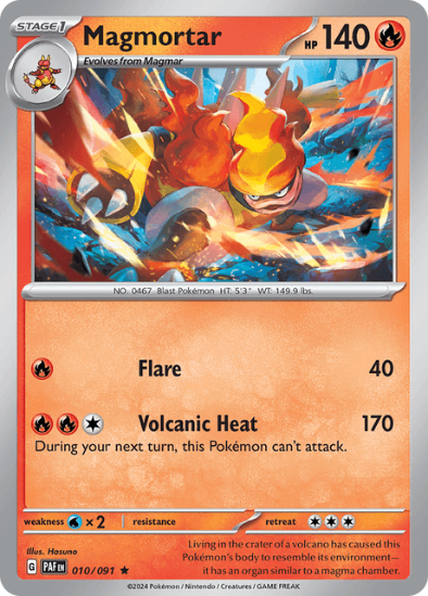 Magmortar 010/091 - Reverse Holo Rare - Scarlet & Violet Paldean Fates