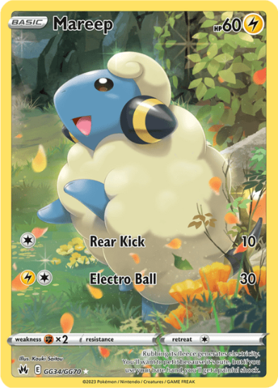 Mareep GG34/GG70 - Gallery Holo Rare - Crown Zenith