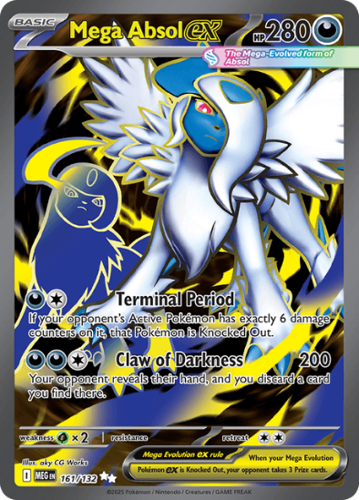Mega Absol EX trading card with detailed artwork and text