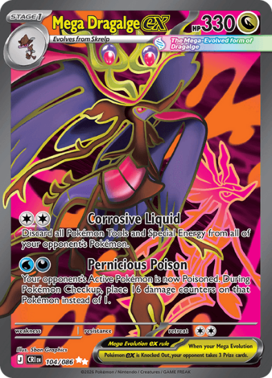 Mega Dragalge ex 104/086 - Full Art Ultra Rare - Mega Evolution: Chaos Rising