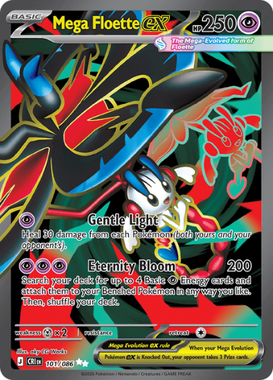 Mega Floette ex 101/086 - Full Art Ultra Rare - Mega Evolution: Chaos Rising
