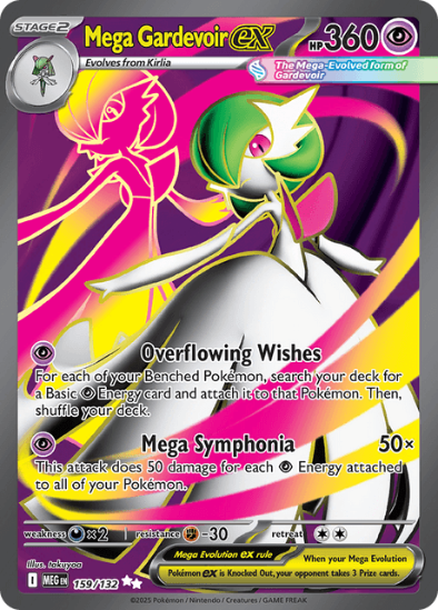 Pokémon trading card featuring Mega Gardevoir EX with vibrant colors and text.