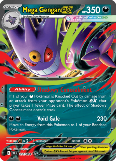 Mega Gengar EX trading card with vibrant colors and detailed design