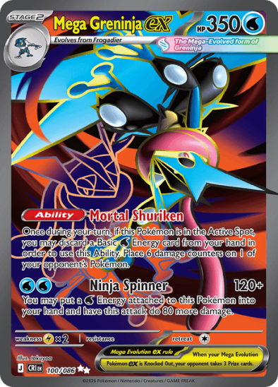 Mega Greninja ex 100/086 - Full Art Ultra Rare - Mega Evolution: Chaos Rising