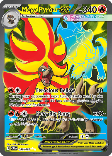 Mega Pyroar ex 099/086 - Full Art Ultra Rare - Mega Evolution: Chaos Rising