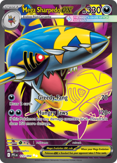 Mega Sharpedo ex 113/094 - Full Art Ultra Rare - Mega Evolution: Phantasmal Flames