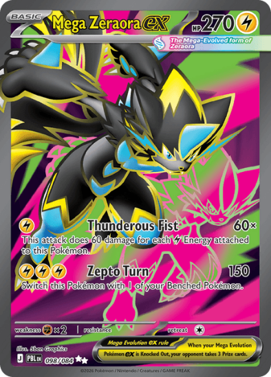 Mega Zeraora ex 098/084 - Full Art Ultra Rare - Mega Evolution: Pitch Black