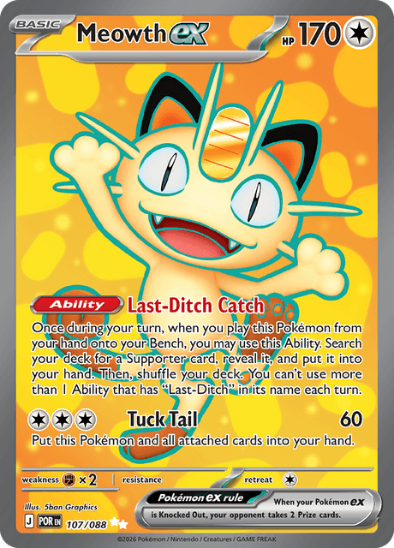 Meowth ex 107/088 - Full Art Ultra Rare - Mega Evolution: Perfect Order