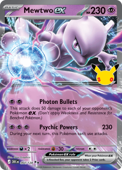 Mewtwo ex 064/128 - Ultra Rare - 30th Celebration