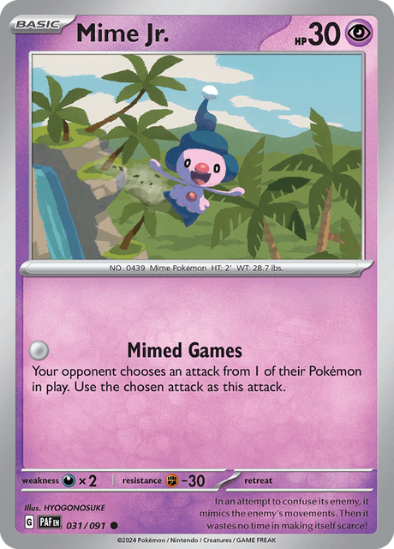 Mime Jr. 031/091 - Reverse Holo Common - Scarlet & Violet Paldean Fates