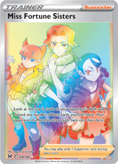 Miss Fortune Sisters 209/196 - Rainbow Secret Rare - Lost Origin