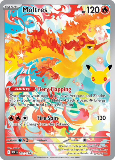 Moltres 130/128 - Illustration Rare - 30th Celebration
