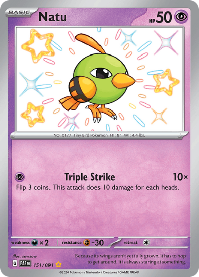 Natu 151/091 - Shiny Rare - Scarlet & Violet Paldean Fates