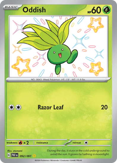 Oddish 092/091 - Shiny Rare - Scarlet & Violet Paldean Fates