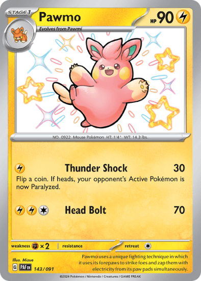 Pawmo 143/091 - Shiny Rare - Scarlet & Violet Paldean Fates