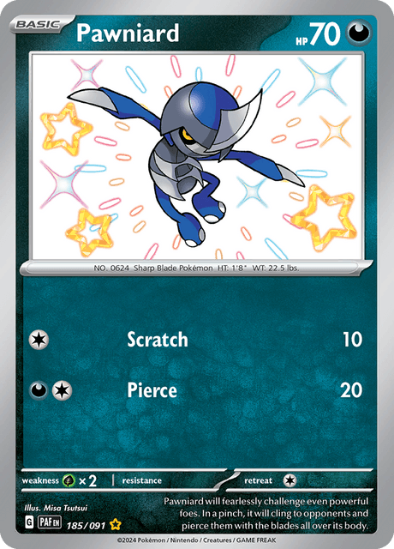Pawniard 185/091 - Shiny Rare - Scarlet & Violet Paldean Fates