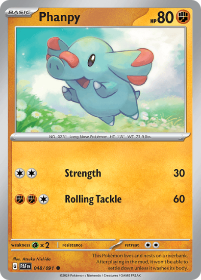 Phanpy 048/091 - Reverse Holo Common - Scarlet & Violet Paldean Fates