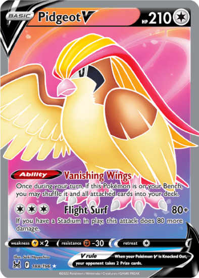 Pidgeot V 188/196 - Full Art Ultra Rare - Lost Origin