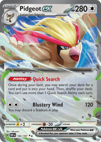 Pidgeot ex 164/197 - Ultra Rare - Scarlet & Violet Obsidian Flames