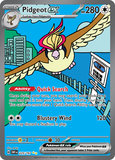 Pidgeot ex 225/197 - Special Illustration Rare - Scarlet & Violet Obsidian Flames