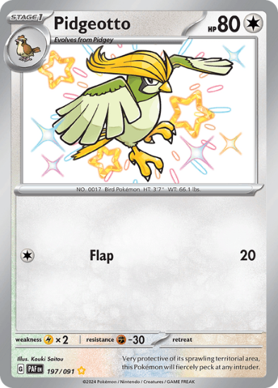 Pidgeotto 197/091 - Shiny Rare - Scarlet & Violet Paldean Fates