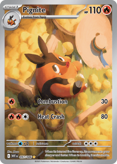Pokémon trading card featuring Pigmite with a yellow background