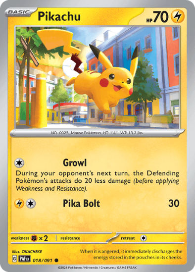 Pikachu 018/091 - Reverse Holo Common - Scarlet & Violet Paldean Fates