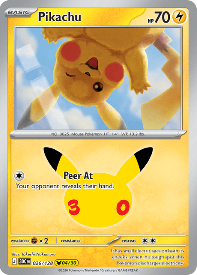 Pikachu 026/128 - Holo Rare - 30th Celebration