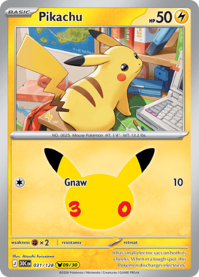 Pikachu 031/128- Holo Rare - 30th Celebration