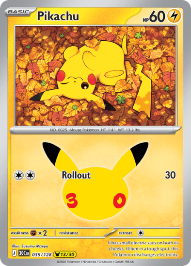 Pikachu 035/128 - Holo Rare - 30th Celebration