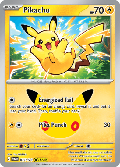 Pikachu 037/128 - Holo Rare - 30th Celebration
