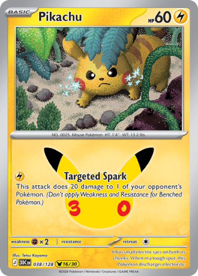Pikachu 038/128 - Holo Rare - 30th Celebration