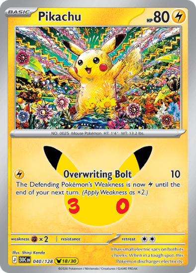 Pikachu 040/128- Holo Rare - 30th Celebration