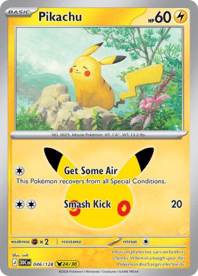 Pikachu 046/128 - Holo Rare - 30th Celebration
