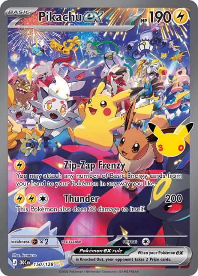 Pikachu ex 150/128 - Special Illustration Rare - 30th Celebration