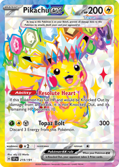 Pikachu ex 219/191 - Full Art Ultra Rare - Scarlet & Violet Surging Sparks