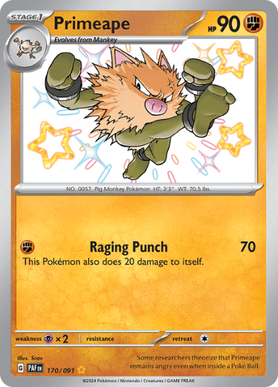 Primeape 170/091 - Shiny Rare - Scarlet & Violet Paldean Fates