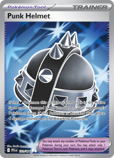 Pokémon trading card featuring a Punk Helmet with detailed text on a blue and silver background