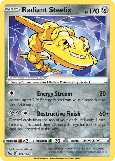 Radiant Steelix 124/196 - Radiant Holo Rare - Lost Origin