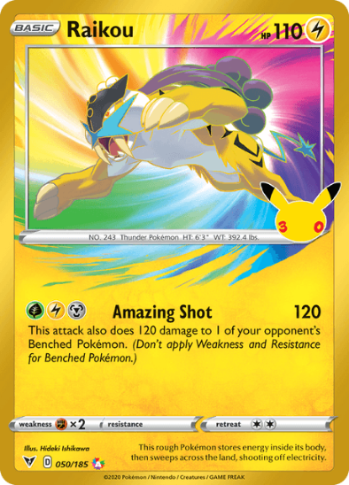 Raikou 050/185 - Classic Collection Gold Rare - 30th Celebration