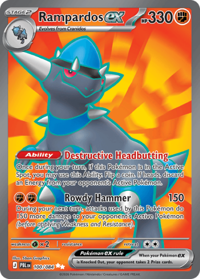 Rampardos ex 100/084 - Full Art Ultra Rare - Mega Evolution: Pitch Black