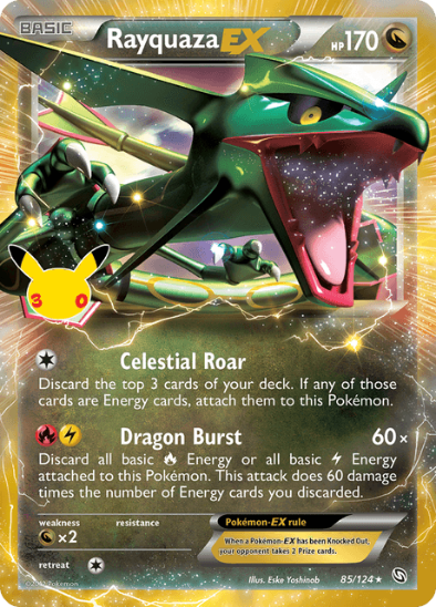 Rayquaza EX 85/124 - Classic Collection Gold Ultra Rare - 30th Celebration