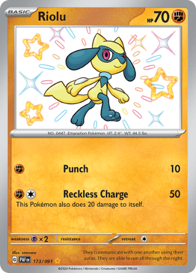 Riolu 173/091 - Shiny Rare - Scarlet & Violet Paldean Fates