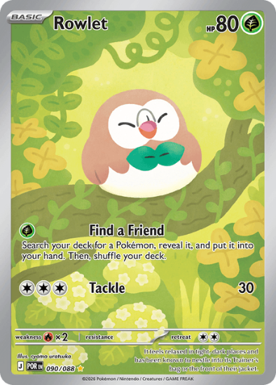 Rowlet 090/088 - Illustration Rare - Mega Evolution: Perfect Order