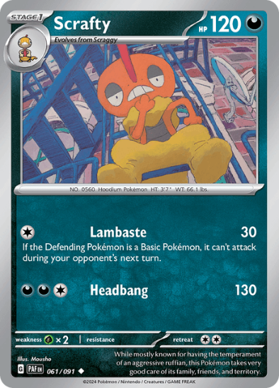Scrafty 061/091 - Reverse Holo Uncommon - Scarlet & Violet Paldean Fates