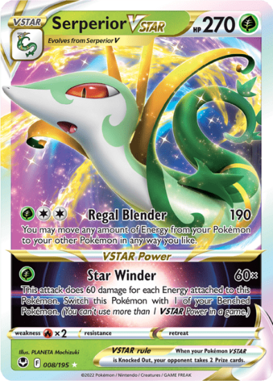 Serperior VSTAR 008/195 - Ultra Rare - Silver Tempest