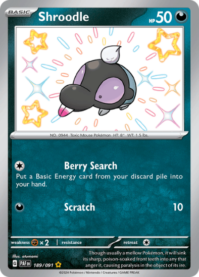 Shroodle 189/091 - Shiny Rare - Scarlet & Violet Paldean Fates