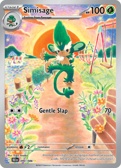 Pokémon trading card featuring Simisage with a colorful background