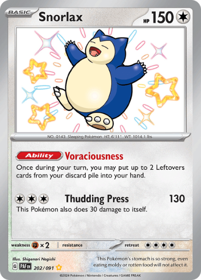 Snorlax 202/091 - Shiny Rare - Scarlet & Violet Paldean Fates